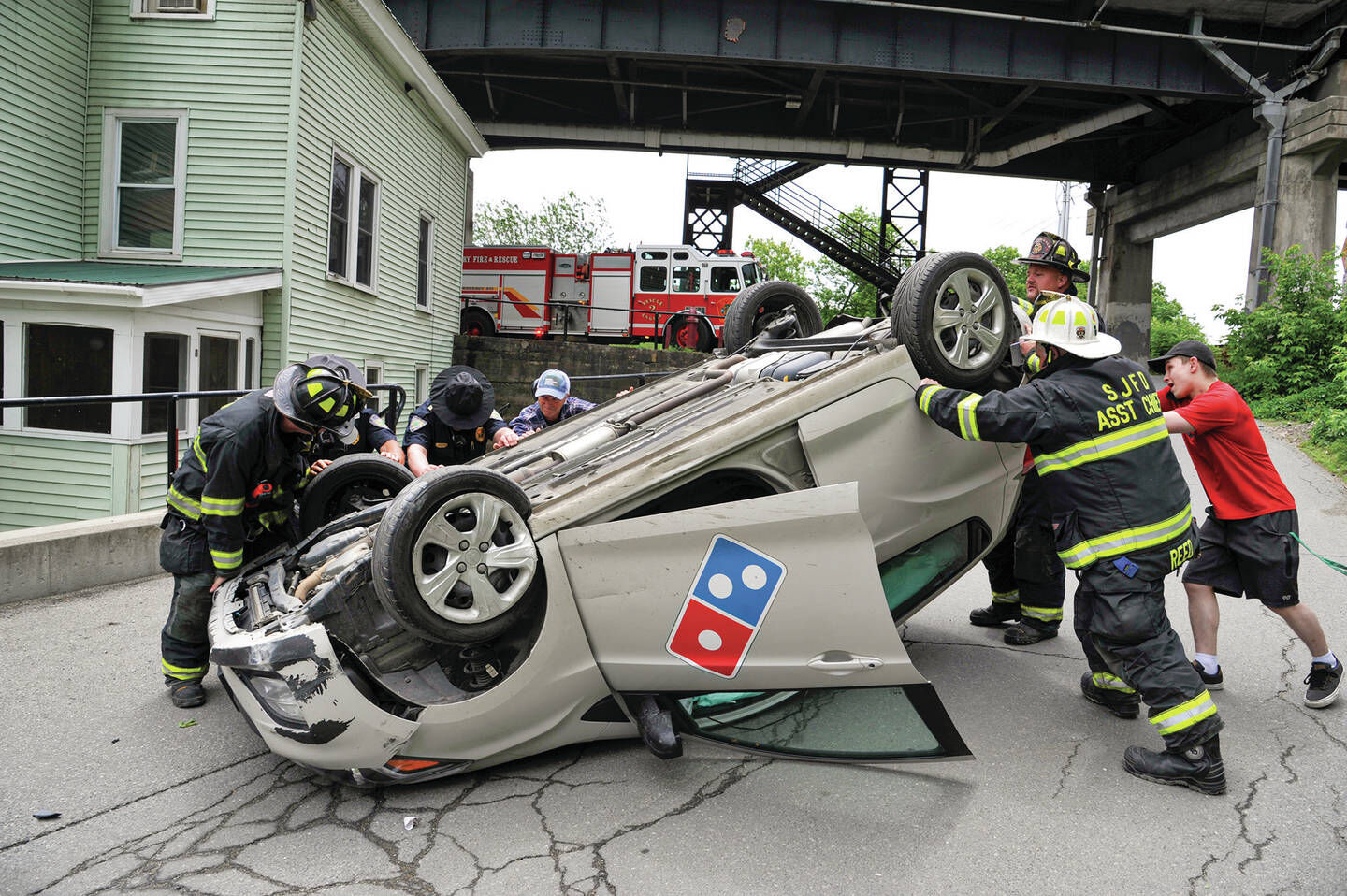Pizza Delivery Car Flips On St. Mary Street